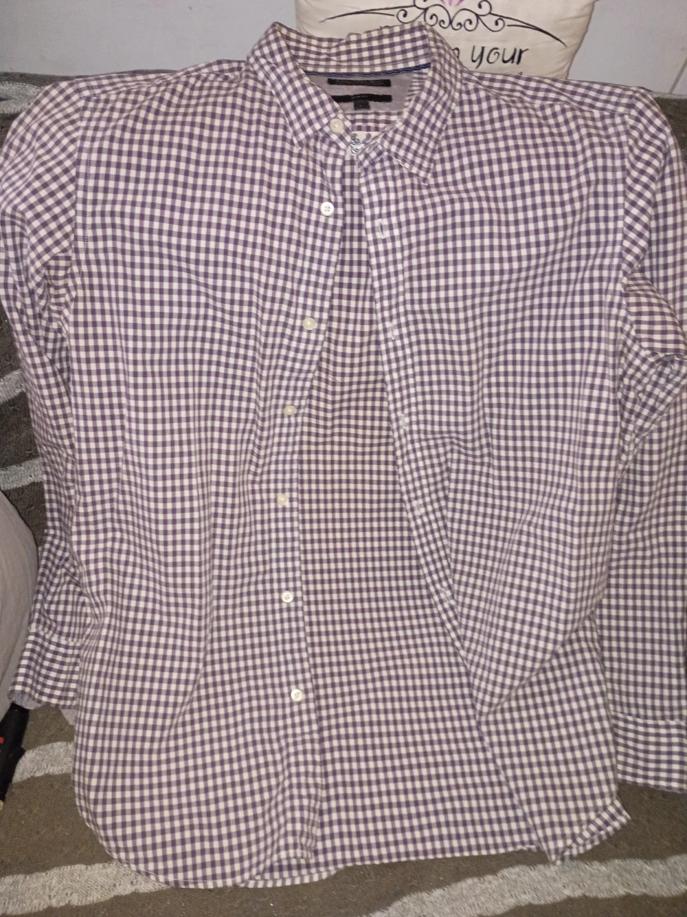Banana Republic Men's Purple Gingham Button-Down Shirt - Casual Comfort